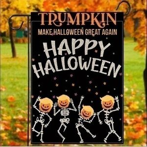 Trumpkin Happy Halloween Dancing Skeleton Trump Garden Flag
